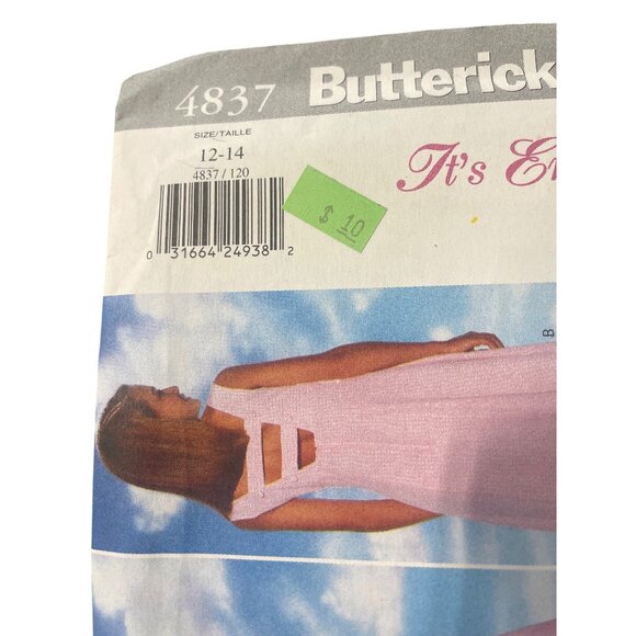 Y2K Butterick 4837 Sewing Pattern 12-14 Girls Sleeveless Dress Vintage UNCUT - Picture 2 of 6